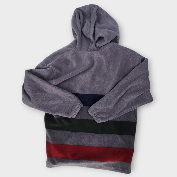 FieldMaster Fleece Pullover Men's L Gray Hooded Sweater Striped Outdoors - Picture 2 of 5
